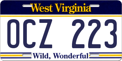 WV license plate OCZ223