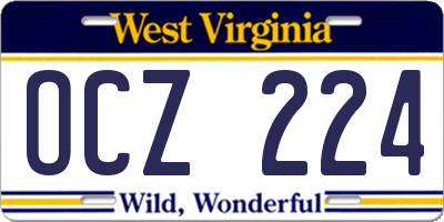 WV license plate OCZ224