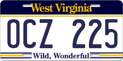 WV license plate OCZ225