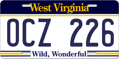 WV license plate OCZ226
