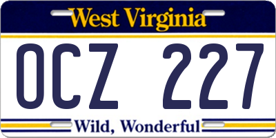 WV license plate OCZ227