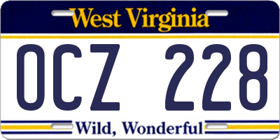 WV license plate OCZ228