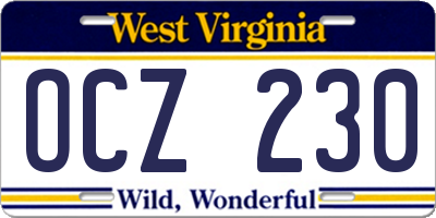 WV license plate OCZ230