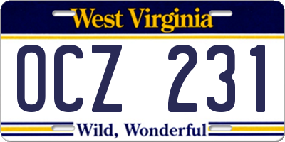 WV license plate OCZ231