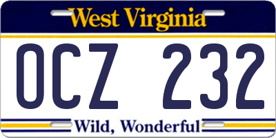 WV license plate OCZ232