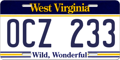 WV license plate OCZ233