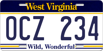 WV license plate OCZ234