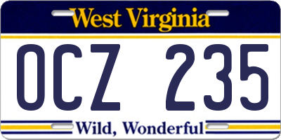 WV license plate OCZ235