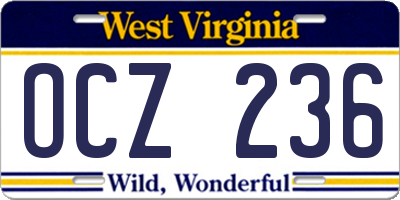 WV license plate OCZ236