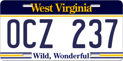 WV license plate OCZ237