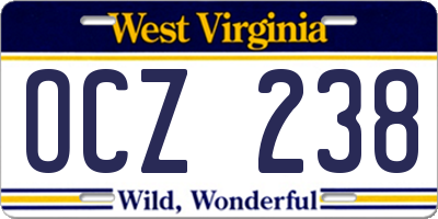 WV license plate OCZ238