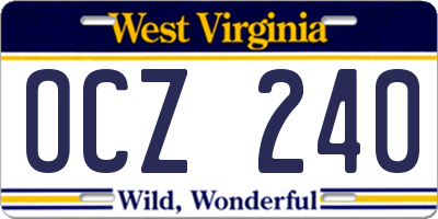 WV license plate OCZ240
