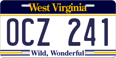 WV license plate OCZ241