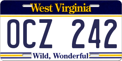 WV license plate OCZ242
