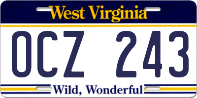 WV license plate OCZ243