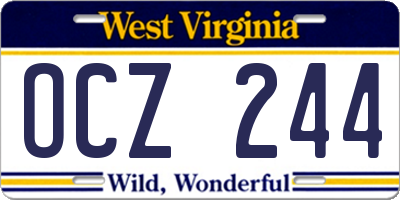 WV license plate OCZ244