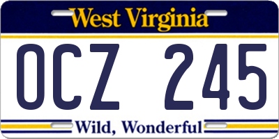 WV license plate OCZ245