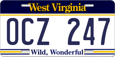 WV license plate OCZ247