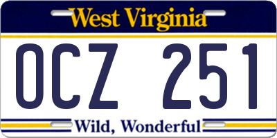 WV license plate OCZ251
