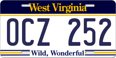 WV license plate OCZ252