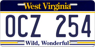 WV license plate OCZ254