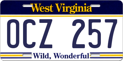 WV license plate OCZ257