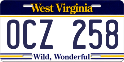 WV license plate OCZ258