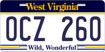 WV license plate OCZ260