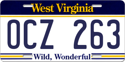 WV license plate OCZ263