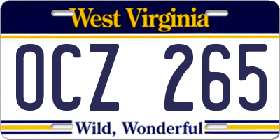 WV license plate OCZ265