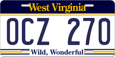 WV license plate OCZ270
