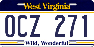 WV license plate OCZ271