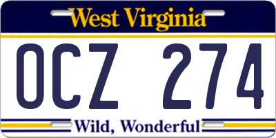 WV license plate OCZ274