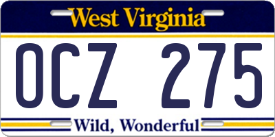 WV license plate OCZ275