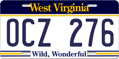 WV license plate OCZ276