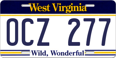 WV license plate OCZ277