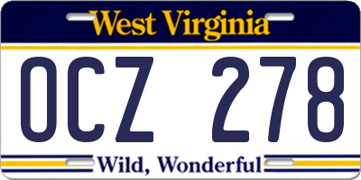 WV license plate OCZ278