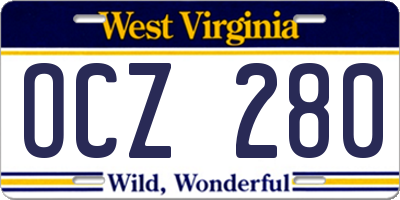 WV license plate OCZ280
