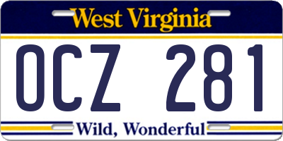 WV license plate OCZ281