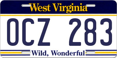 WV license plate OCZ283