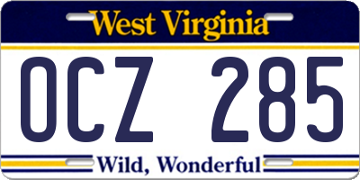WV license plate OCZ285