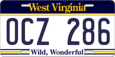 WV license plate OCZ286