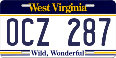 WV license plate OCZ287