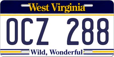 WV license plate OCZ288