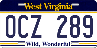 WV license plate OCZ289