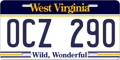 WV license plate OCZ290