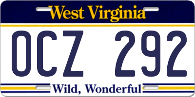 WV license plate OCZ292