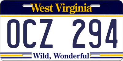 WV license plate OCZ294