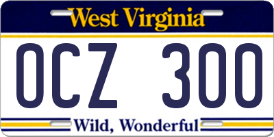 WV license plate OCZ300