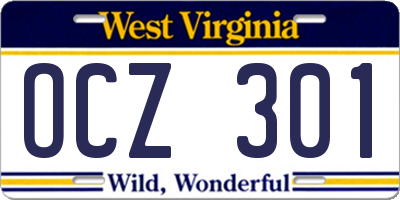 WV license plate OCZ301